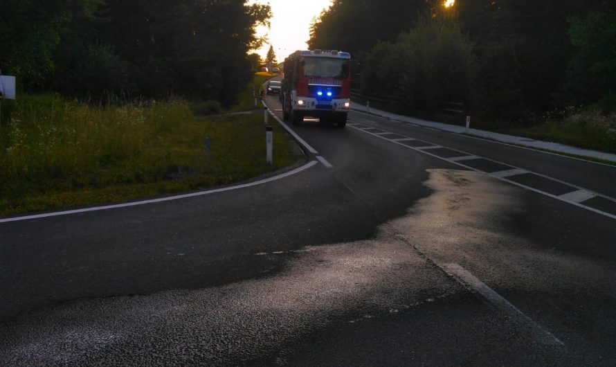 Ölspur auf der L128a Jaunfeld Landesstraße